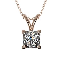 0.50 CTW Certified VS/SI Quality Princess Diamond Necklace 10K Rose Gold - REF-79F5N - 33167