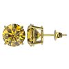 Image 2 : 4 CTW Certified Intense Yellow SI Diamond Solitaire Stud Earrings 10K Yellow Gold - REF-930W2F - 331