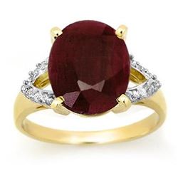 6.50 CTW Ruby & Diamond Ring 10K Yellow Gold - REF-67M6H - 12694
