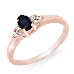 0.42 CTW Blue Sapphire & Diamond Ring 10K Rose Gold - REF-19Y6K - 12331