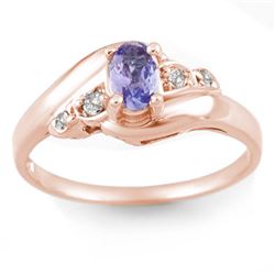 0.42 CTW Tanzanite & Diamond Ring 14K Rose Gold - REF-24W2F - 10439