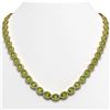 Image 1 : 31.1 CTW Peridot & Diamond Halo Necklace 10K Yellow Gold - REF-554F8N - 40429