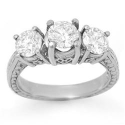 1.75 CTW Certified VS/SI Diamond 3 Stone Ring 18K White Gold - REF-269H4A - 14092