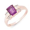 Image 1 : 1.41 CTW Amethyst & Diamond Ring 18K Rose Gold - REF-35M3H - 13557