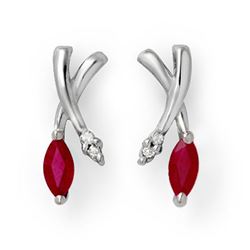 0.75 CTW Ruby & Diamond Earrings 18K White Gold - REF-26K2W - 13182