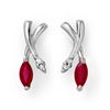 Image 1 : 0.75 CTW Ruby & Diamond Earrings 18K White Gold - REF-26K2W - 13182