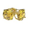 Image 4 : 1.97 CTW Certified Intense Yellow SI Diamond Solitaire Stud Earrings 10K Yellow Gold - REF-297M2H - 