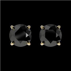 1.05 CTW Fancy Black VS Diamond Solitaire Stud Earrings 10K Yellow Gold - REF-25F9N - 36586