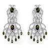 Image 1 : 17.30 CTW Green Tourmaline & Diamond Earrings 18K White Gold - REF-533K8W - 11172