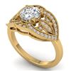 Image 2 : 1.5 CTW Certified VS/SI Diamond Art Deco Micro Ring 14K Yellow Gold - REF-376A2X - 30512