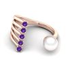 Image 2 : 0.75 CTW Amethyst & White Pearl Designer Ring 14K Rose Gold - REF-27X3T - 20855