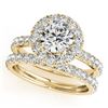 Image 1 : 2.04 CTW Certified VS/SI Diamond 2Pc Wedding Set Solitaire Halo 14K Yellow Gold - REF-253H6A - 30752