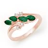 Image 1 : 0.40 CTW Emerald & Diamond Ring 18K Rose Gold - REF-38X4T - 13084