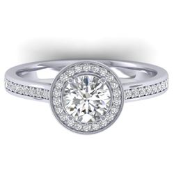 1.1 CTW Certified VS/SI Diamond Solitaire Micro Halo Ring 14K White Gold - REF-188T5M - 30351