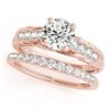 Image 1 : 0.79 CTW Certified VS/SI Diamond Solitaire 2Pc Wedding Set 14K Rose Gold - REF-121A8X - 31644