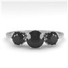 Image 1 : 1 CTW Past Present Future Black Certified Diamond Ring 18K White Gold - REF-71X3T - 35907