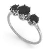 Image 2 : 1 CTW Past Present Future Black Certified Diamond Ring 18K White Gold - REF-71X3T - 35907
