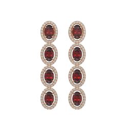 6.2 CTW Garnet & Diamond Halo Earrings 10K Rose Gold - REF-102N5Y - 40548