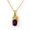 Image 1 : 0.77 CTW Amethyst & Diamond Pendant 10K Yellow Gold - REF-9X3T - 12728
