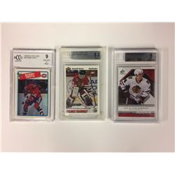 HIGH GRADED HOCKEY CARD LOT (BOBBY SMITH, DOMINIK HASEK & NIKLAS HJALMARSSON)