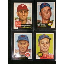 1953 TOPPS BASEBALL CARD LOT (NM) WYROSTEK, ATWELL, ADAMS, HATFIELD