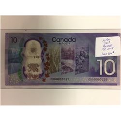 NEW 2017 POLYMER $10 CANADIAN BANK NOTE (LOW SN#)