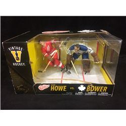 VINTAGE NHL HOCKEY GORDIE HOWE VS. JOHNNY BOWER FIGURES (IN BOX)