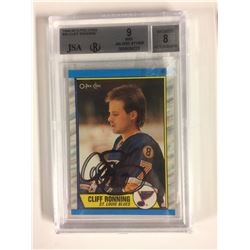 1989-90 O-PEE-CHEE #45 CLIFF RONNING AUTOGRAPHED (9 MINT) JSA CERT.