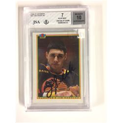 1990-91 BOWMAN #55 JIM SANDLAK AUTOGRAPHED (7 NEAR MINT) JSA CERT.