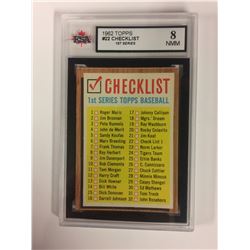 1962 TOPPS #22 CHECKLIST 1ST SERIES (8 NMM) KSA