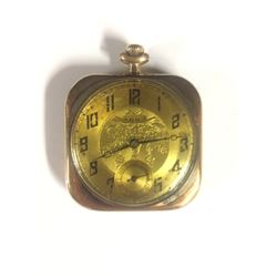 RARE ABRA SQUARE POCKET WATCH (FLORAL PATTERN DIAL & CASE) 15 JEWELS