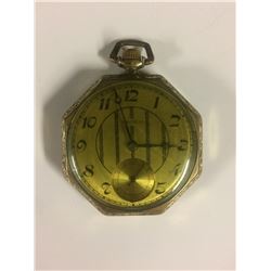 OCTAGONAL ADMIRAL GOLD FILLED POCKET WATCH TACY 7 JEWEL MOVEMENT (DECORATIVE DIAL)