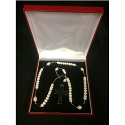 GENUINE FRESH WATER PEARL NECKLACE W/ PENDANT (WITH BOX)