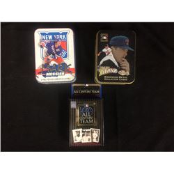 HOCKEY & BASEBALL METAL COLLECTOR TRADING CARDS LOT
