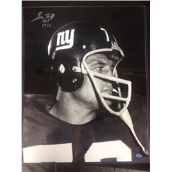 SAM HUFF AUTOGRAPHED 16" X 20" BLACK & WHITE PHOTO
