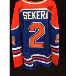 Andrej Sekera Signed Oilers Jersey (Beckett COA)