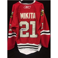 STAN MIKITA AUTOGRAPHED BLACK HAWKS JERSEY W/ COA