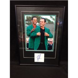 TIGER WOODS AUTOGRAPHED INDEX CARD 12" X 16" FRAMED PHOTO
