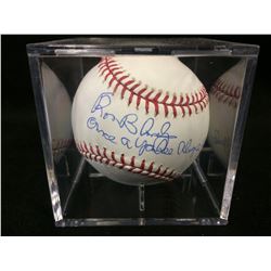 RON BLOMBERG MLB BASEBALL W/ "ONCE A YANKEE ALWAYS A YANKEE" INSCRIBED W/ STEINER COA