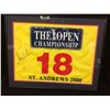 Image 1 : TIGER WOODS AUTOGRAPHED "ST. ANDREWS 2000" GOLF FLAG FRAMED 20" X 16"