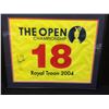 Image 1 : TIGER WOODS AUTOGRAPHED "ROYAL TROON 2004" GOLF FLAG FRAMED 20" X 16"