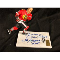 BOBBY HULL AUTOGRAPHED TOY FIGURE (SIGNED BASE)
