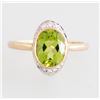 Image 1 : Art Deco Style, 9ct Yellow Gold Peridot & Diamond Ring