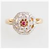 Image 1 : Art Deco Style, 9ct Yellow Ruby & Diamond Ring
