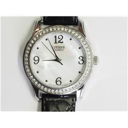 BLACK LEATHER CITIZEN QUARTZ WATCH