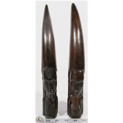 VINTAGE SET OF CARVED HORNS SHAPE WOOD