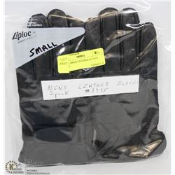 2 PACK MENS LEATHER GLOVES SMALL
