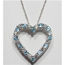 #17-STERLING SILVER GENUINE BLUE TOPAZ HEART