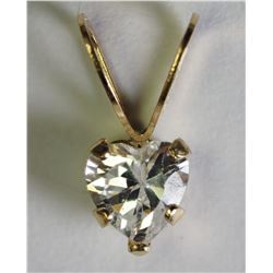 #31-14KT GOLD HEART SHAPE CUBIC ZIRCONIA PENDANT