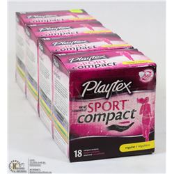 4 BOXES OF PLAYTEX SPORT COMPACT REGULAR TAMPONS